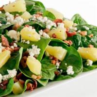 Spinach Pineapple Salad · Spinach, Bacon, Gorgonzola Cheese, Pineapple, and your choice of dressing.