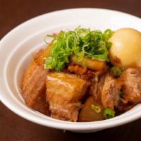 Kurobuta Pork Belly · Braised Berkshire pork belly, poached egg