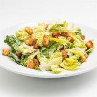 Caesar Salad (Family) · Fresh romaine tossed in our caesar dressing with premium grande Parmesan cheese and croutons.