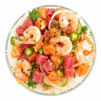 Poke Bowl - Large (3 Proteins) · Mix up to 3 proteins with your choice of mix-ins, toppings, flavor, and base.
