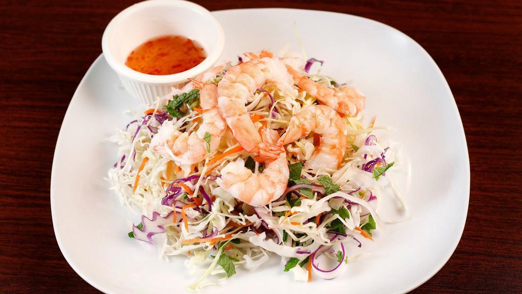 Cabbage Salad · Choice of shrimp, beef, pork or fried tofu shredded cabbage,carrots,cucumber, mint, topped peanuts and fried shallots.
