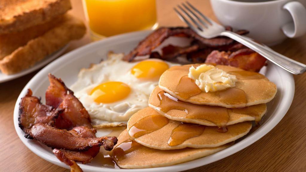 Special Pancake Platter · 3 Perfectly cooked buttermilk pancakes, served with customer's choice 2 cooked eggs and a side of meat.