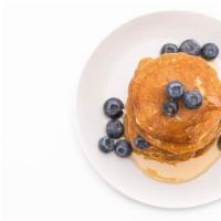 3 Fluffy Pancakes With Blueberries · 3 Perfectly cooked buttermilk pancakes, topped with fresh blueberries.