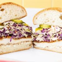 The Classic · cabbage and carrot slaw, house ranch,. and bread and butter pickles