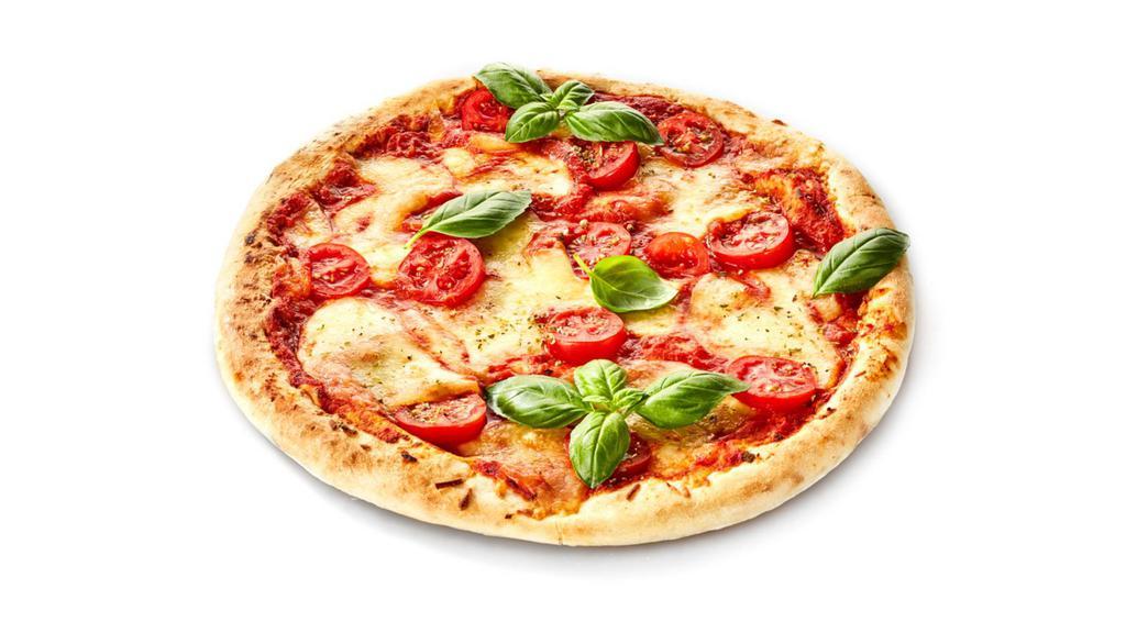Margherita Pizza · Simply delicious pizza made with fresh basil and tomatoes and mozzarella cheese.