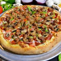 STUFT SPECIAL  · Pepperoni, Italian Sausage, Red Onions, Bell Peppers, Fresh Mushrooms, & Fresh Tomatoes.