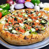 MAE WEST  (Veggie) · Red Onion, Bell Pepper, Tomatoes, Black Olives, Zucchini, & Mushrooms (Pineapple upon reques...