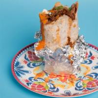 Super Burrito · Regular burrito with choice of meat, grilled cheese, sour cream, and avocado.