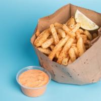 Tajin Fries · Chili and lime seasoned fries with chipotle mayo