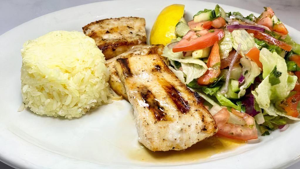 21. Grilled Fish Plate · Charcoal grilled with your choice of seafood.