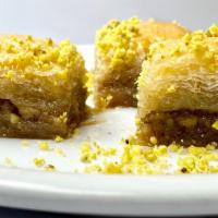 30. Baklava · Honey syrup with pistachios baked in filo.