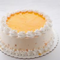 Mangolicious Cake · Vanilla chiffon cake filled and topped with whipped cream and sweet pureed mangoes.  Serves ...
