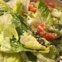 Greek Salad · Iceberg and romaine mix, red onion, bell pepper, kalamata olive, tomatoes, feta cheese.