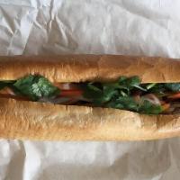 Banh Mi Thit Nuong · French bread with grilled pork.