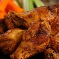 Cajun · 8 Cajun dry rub wings (mild heat), served with carrots & celery and a choice of blue cheese,...