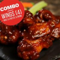 Combo · Your choice of wings (4 count), side of mac & cheese & a beverage