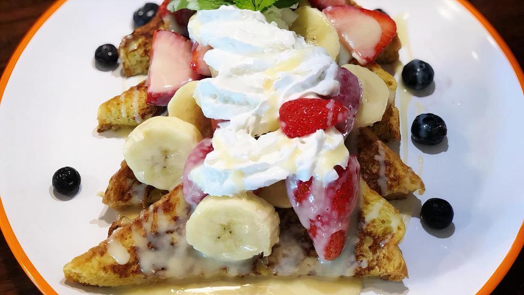 Tres Leches Strawberries & bananas French Toast · 