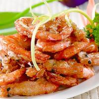 Spicy Salted Head-On Prawn · With shell. Hot and spicy.