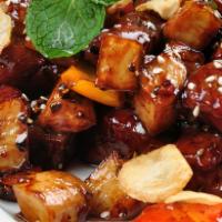 Black Pepper Steak Cubes · With mixed mushroom. Hot and spicy.