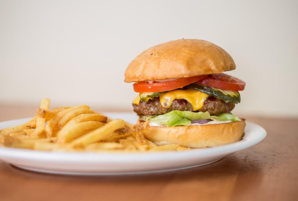 Jack’s Prime Classic Cheeseburger · 1/3 lb. classic hamburger with all the fixings. Served with medium well niman ranch beef and panorama bakery American burger bun. Add cheese, fries, potato, onion, bacon, avocado, patty, egg   for an additional charge.