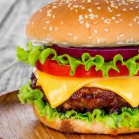 Cheeseburger · Lettuce, Red Onion, Tomatoes, American Cheese, Mayo, Ketchup, Mustard