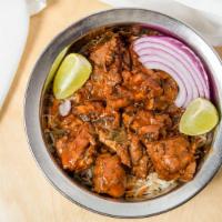 Ulavacharu Chicken Biryani · Bone-in chicken cooked with horse gram sauce (ulavacharu) and served with aromatic basmati r...