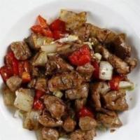 Xinjiang Cumin Lamb · Grilled lamb in Xinjiang cumin flavor with bell pepper, onion & cabbage.