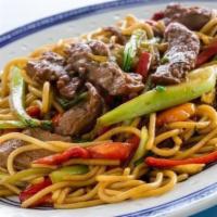 Jiangxi Stir Fry · House Special.  Rice noodles with flank steak beef, bell peppers, baby bok choy, spicy chili...