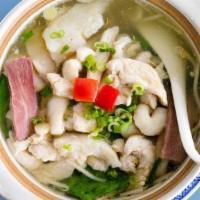 Yunnan Over-The-Bridge · Gluten-free. Thin rice noodles, fish fillet, ham, chicken, baby bok choy, bean sprouts, bell...