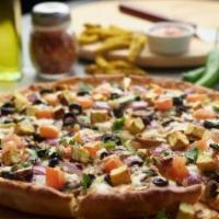 Curry Paneer Pizza Twist · This pizza has our signature curry sauce, masala paneer, fresh diced mozzarella cheese, fres...