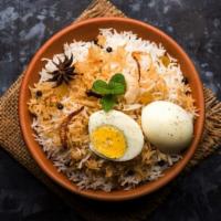 Egg Biryani · Fragrant jeeraga samba rice cooked with aromatic spices, herbs and boiled eggs.