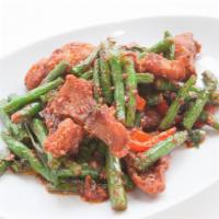 Pad Prik King Rice Plate · Spicy. Green beans, bell peppers, basil, and house specialty chili paste sauce.