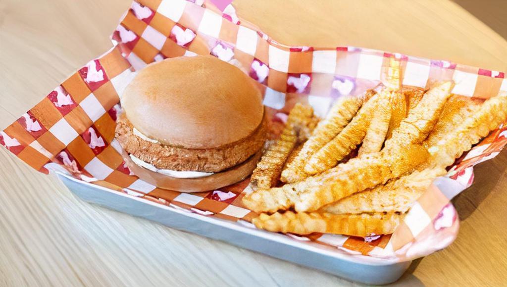 Lil' CluckWich Meal · Served with Organic Crinkle Cut French Fries and Drink. Lil' CluckWich comes with Pickles.. Allergies: CluckPatty Contains Gluten & Soy. Fried Fries are Deep Fried with Gluten & Soy Products. White Buns Contain Gluten.