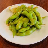 Garlic Edamame · Boiled and salted young soybeans with butter garlic sauce
