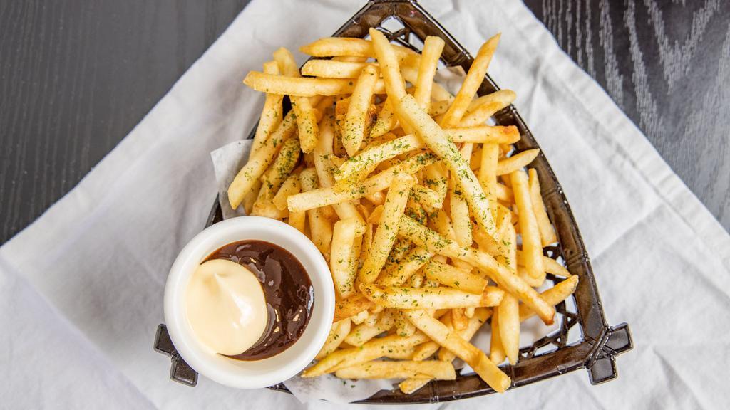 French Fries · Served with Japanese mayonnaise and okonomi sauce