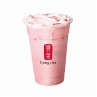 Strawberry Milk Tea · Made with dairy-free milk.