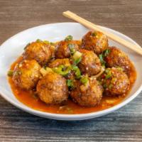 Vegetarian Manchurian · House Made Vegetable Balls with very Spicy Ginger, Garlic and Onion Sauce