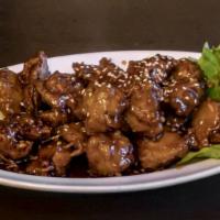 Vegetarian General Mock Chicken · Spicy. Not a meat.