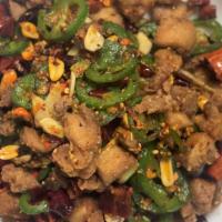 Dry Cooked Chicken · Spicy. House special. Sautéed with chili & pepper, chongqing style.
