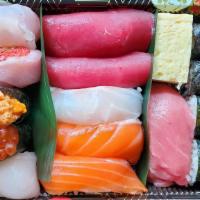 Nigiri Box  · 11 pieces of Classic Nigiri & toro maki
(Maguro, Umi Masu, Kampachi, Tai, Uni, Toro, Shima A...