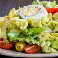 Ensalada Mixta · butter lettuce, cherry tomatoes, olives, egg, tuna salad in a sherry vinaigrette