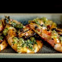 Gambas a la Parilla · grilled peel-and-eat prawns, garlic olive oil, charred lemon