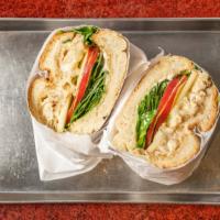 Chicken Apple Sandwich · Shredded rotisserie chicken, spinach, apple slices, and melted mozzerela on your choice of a...