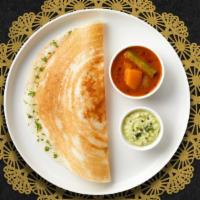 Let It Ghee Podi Dosa  · Savory crepe made of rice & lentil batter topped off with Cilantro, clarified butter and spi...
