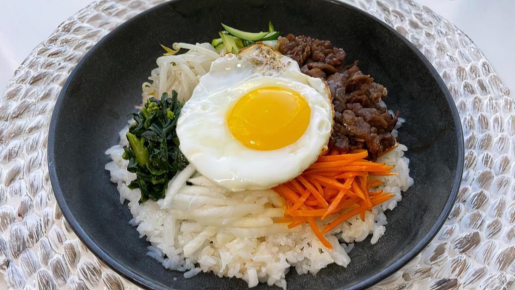 Classic Bowl (Bibimbap) · (Traditional bibimbap) assorted marinated vegetables with a choice of topping. Sauce (on the side). Egg optional.