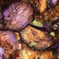 Eggplant with Spicy Sauce · Hot and spicy.