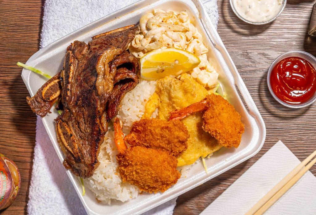 Seafood Combo · Fried Fish, Fried Shrimp, and your choice of meat.