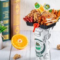 A2. Teriyaki Chicken Combo Cup (GOT EVEN BIGGER NOW!) · Teriyaki Chicken, popcorn chicken, sausage, fries, vegetable, fruit, and a drink of your cho...