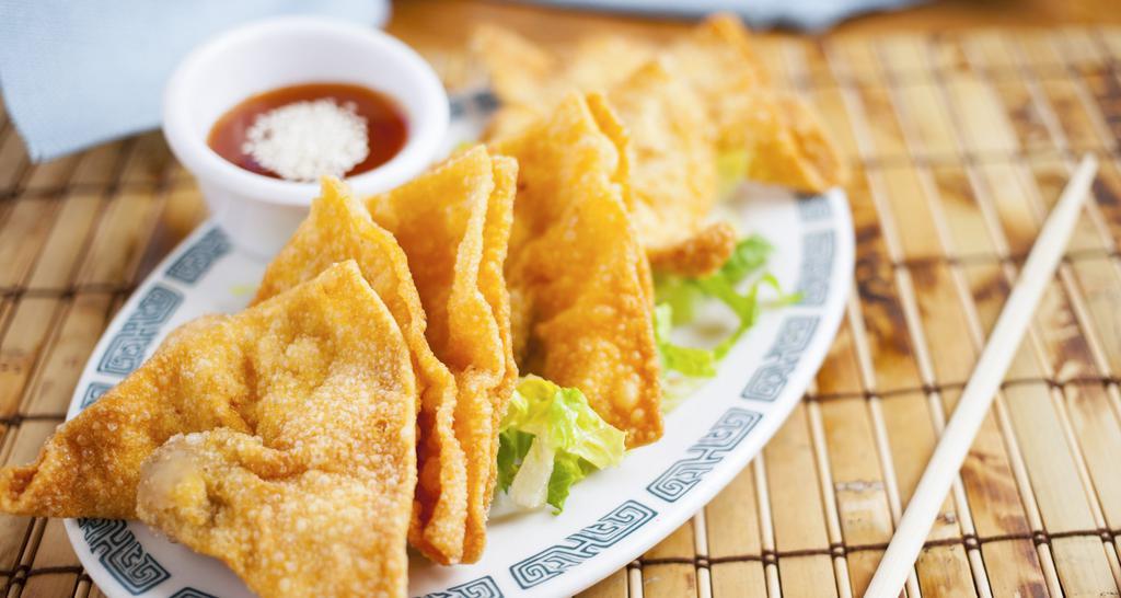 3. Fried Wonton · Contain nuts. Wonton filled w/ Vegetables and seasoned gluten. Served w/ sweet & sour plum sauce. Nut free option available.