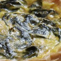 Brkfast Quiche Florentine · Spinach, aged parmesan and swiss cheese. Served with Roasted Potatoes. (660 сal),.